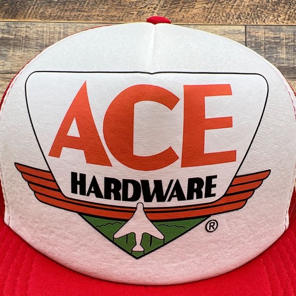 Vintage ACE Hardware Mens Trucker Hat Red Snapback 1968 Logo Mesh Baseball Cap - Picture 2 of 7
